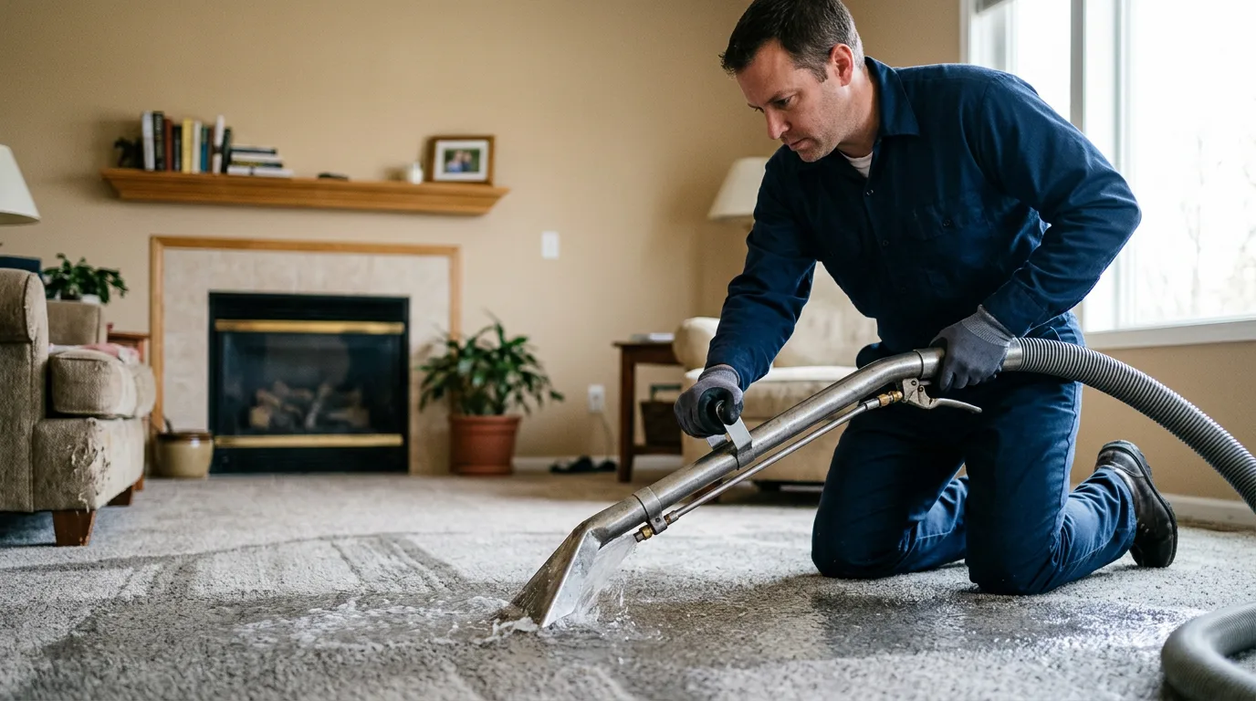 Water damage restoration technician working near Wausau, WI
